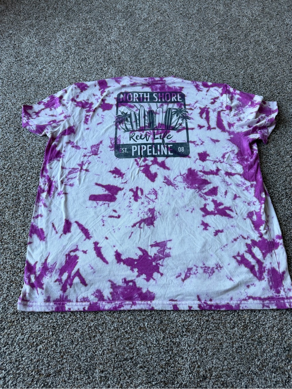 Reef Life North Shore Pipeline Purple Tie Dye Surf Graphic T Shirt XL